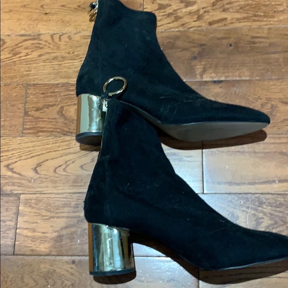 Zara faux suede sock bootie with gold heel - Picture 3 of 8